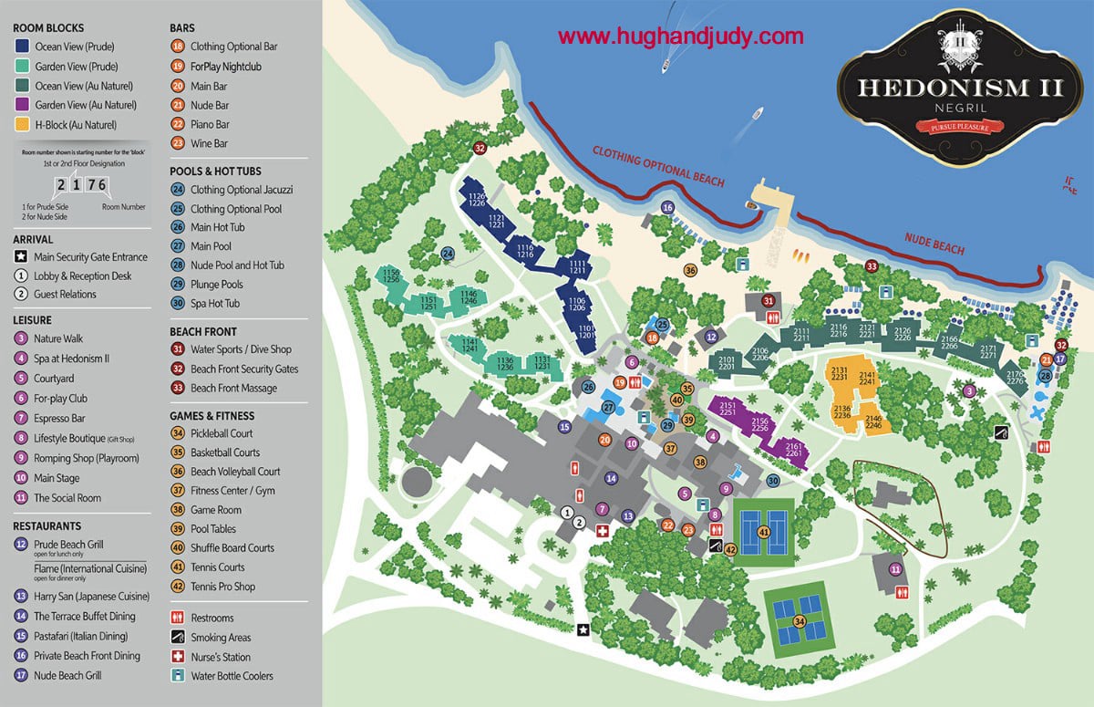 Hedonism II Map of the Property